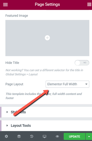 Page Settings problem with Elementor's Full Width Toggle Image